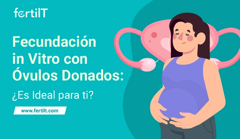 Mujer embarazada feliz como resultado de un tratamiento de fecundación in vitro con óvulos donados